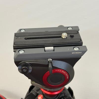 LOT 142: Manfrotto 755XB Tripod made in Italy & Small Red and Grey Tripod