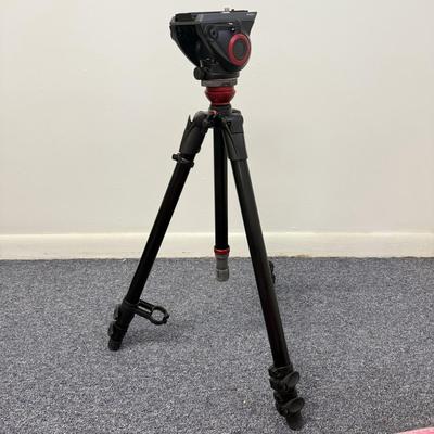 LOT 142: Manfrotto 755XB Tripod made in Italy & Small Red and Grey Tripod
