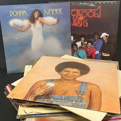 LOT 186: Big Lot of Vintage Vinyl Records - R&B, Soul, Disco - Donna Summer, Kool & the Gang and More