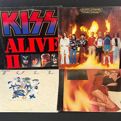 LOT 187: Vintage Classic Rock Vinyl Records - Kiss, Lynyrd Skynyrd, Jethro Tull and More