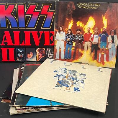 LOT 187: Vintage Classic Rock Vinyl Records - Kiss, Lynyrd Skynyrd, Jethro Tull and More