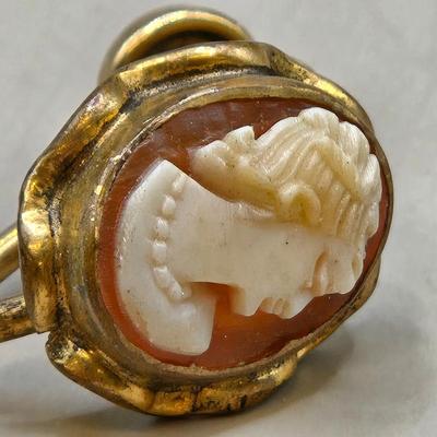 LOT 214J: Vintage Cameo Brooch/Pendant 1/20 12K Gold Filled and Matching Screw Back Earrings