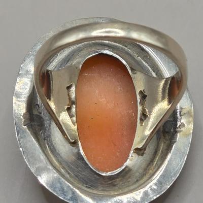 LOT 216J: Unique Left Facing 14k White Gold Cameo Ring / Acid Tested, 5.1 GTW, Size 5.5