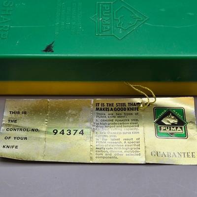 LOT 217J: Puma Skinner with Certificate of Guarantee, Edge Mark Ranger Knife, and Old Timer Pocket Knife
