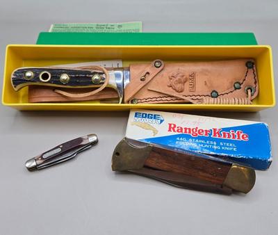 LOT 217J: Puma Skinner with Certificate of Guarantee, Edge Mark Ranger Knife, and Old Timer Pocket Knife