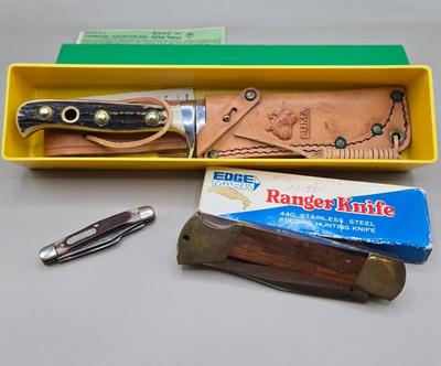 LOT 217J: Puma Skinner with Certificate of Guarantee, Edge Mark Ranger Knife, and Old Timer Pocket Knife