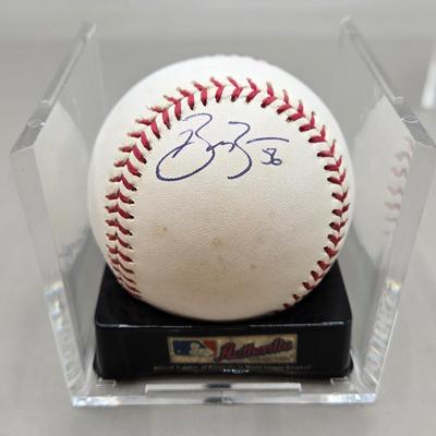 LOT 219: Jay Gibbons, Rick Dempsey, and Brian Burres Signed Baseballs/ No COA