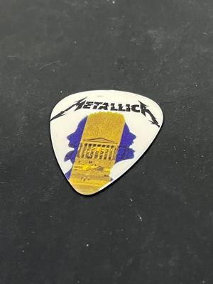 LOT 224: Metallica - Two 17" x 22" Poster Prints by Tara McPherson + Guitar Pick - from 2018 show in Philadelphia