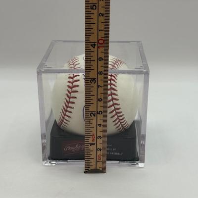 LOT 232: Rawlings Baseball in Display Case Signed by Booge Powell