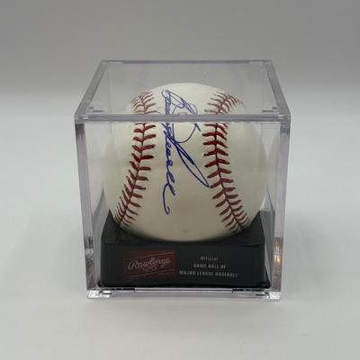 LOT 232: Rawlings Baseball in Display Case Signed by Booge Powell