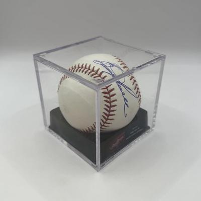 LOT 232: Rawlings Baseball in Display Case Signed by Booge Powell