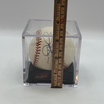 LOT 233: Rawlings Baseball in Display Case signed by Jim Palmer