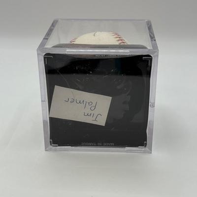 LOT 233: Rawlings Baseball in Display Case signed by Jim Palmer