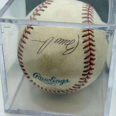 LOT 234: Rawlings Baseball signed by Daniel Cabrera, Bruce Chen, Jorge Julio & Eddie Rodriguez