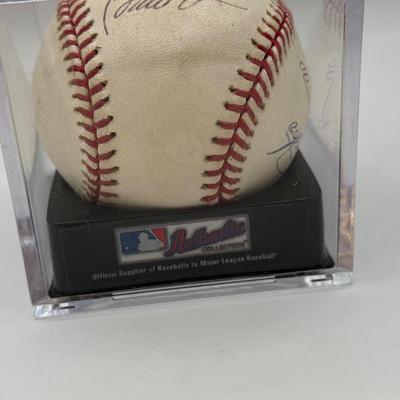 LOT 234: Rawlings Baseball signed by Daniel Cabrera, Bruce Chen, Jorge Julio & Eddie Rodriguez