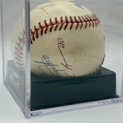 LOT 234: Rawlings Baseball signed by Daniel Cabrera, Bruce Chen, Jorge Julio & Eddie Rodriguez