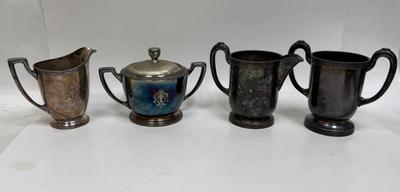 LOT of 2 Silver Plated Cream & Sugar Set WM Rogers & Sons, Rockford Quadruple Plate