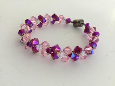 Magnetic clasp faux beaded pink and purple bracelet