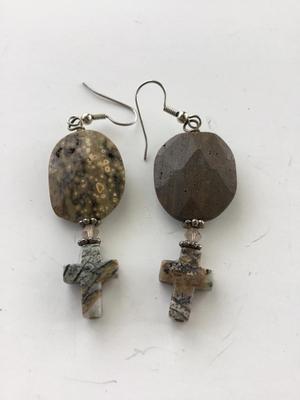 Unique granite look cross earrings