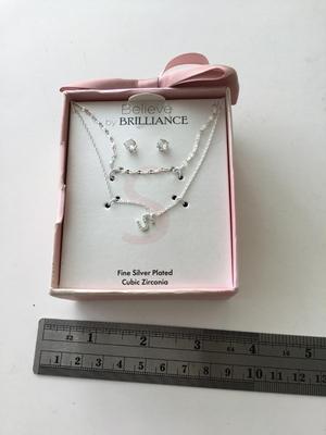 Silver plated believe in brilliance necklace and earrings set