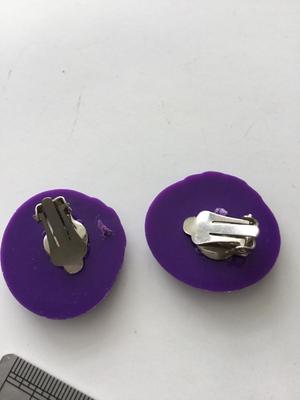 Purple round vintage clip on earrings