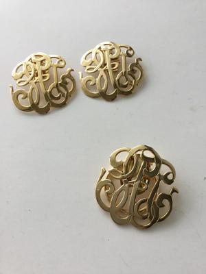 Vintage scarf clip and clip on earrings