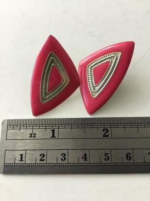 Pink triangle clip on fashion vintage earrings