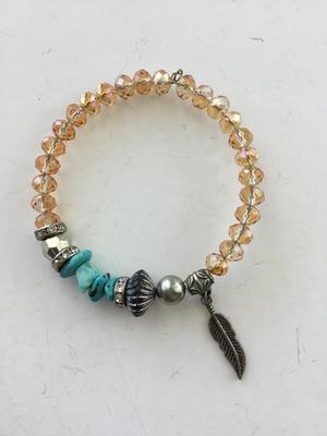 Turquoise nugget fashion champagne beaded bracelet