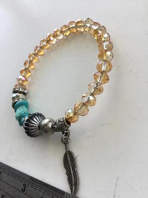 Turquoise nugget fashion champagne beaded bracelet