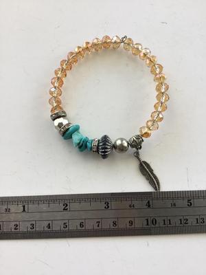Turquoise nugget fashion champagne beaded bracelet