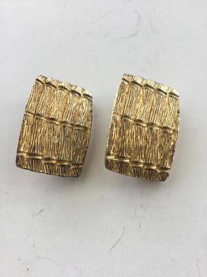 Gold tone clip on vintage statement earrings