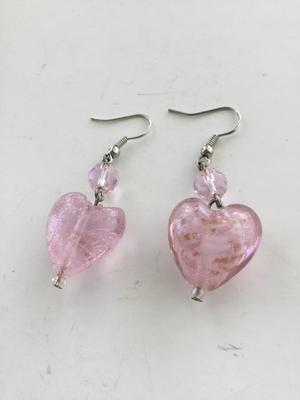Pink heart dangle fashion earrings