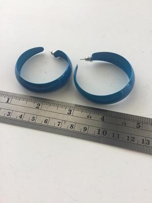 Blue hoop fashion earrings
