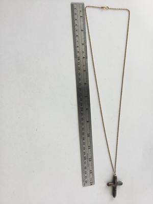 Unmarked gold tone cross necklace