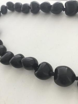 Black statement nugget beaded necklace