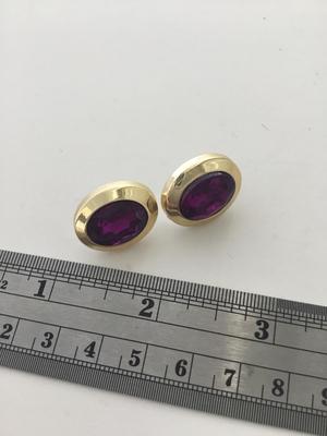 Gold tone purple costume fashion earrings