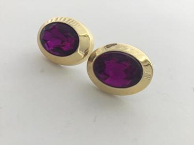 Gold tone purple costume fashion earrings