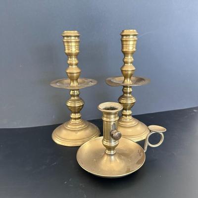 Lot of 3 - Vintage Brass Candle Holders