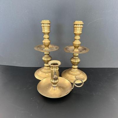 Lot of 3 - Vintage Brass Candle Holders