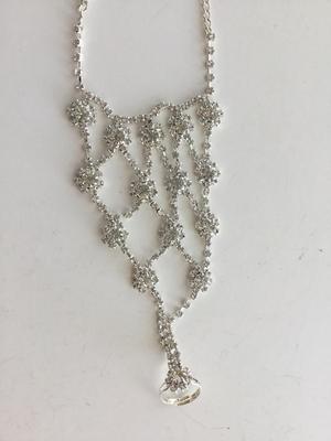 Beautiful rhinestone hand bracelet with adjustable ring