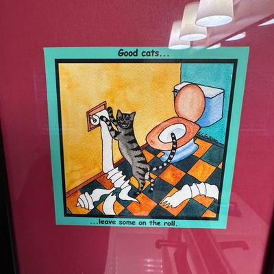 Lot of 2 - Framed Cat Art