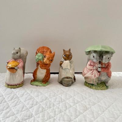UBA1285 Lot of Four Beatrix Potter Squirrel Figurines