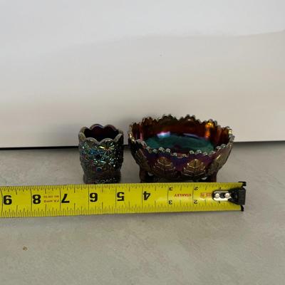 Two pieces - carnival glass