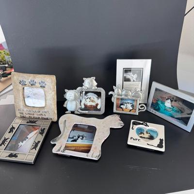 Cat-themed picture frames and decor
