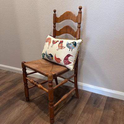 Ladderback Antique Chair with Pillow