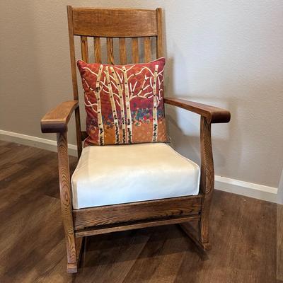 Beautiful Antique Rocking Chair with Leather Cushion