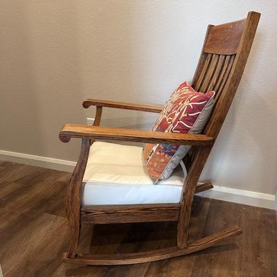 Beautiful Antique Rocking Chair with Leather Cushion