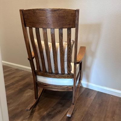 Beautiful Antique Rocking Chair with Leather Cushion