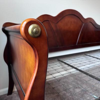 Wood Sleigh Bed with Metal Frame