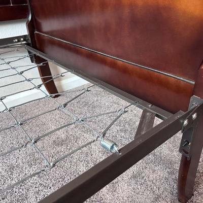 Wood Sleigh Bed with Metal Frame